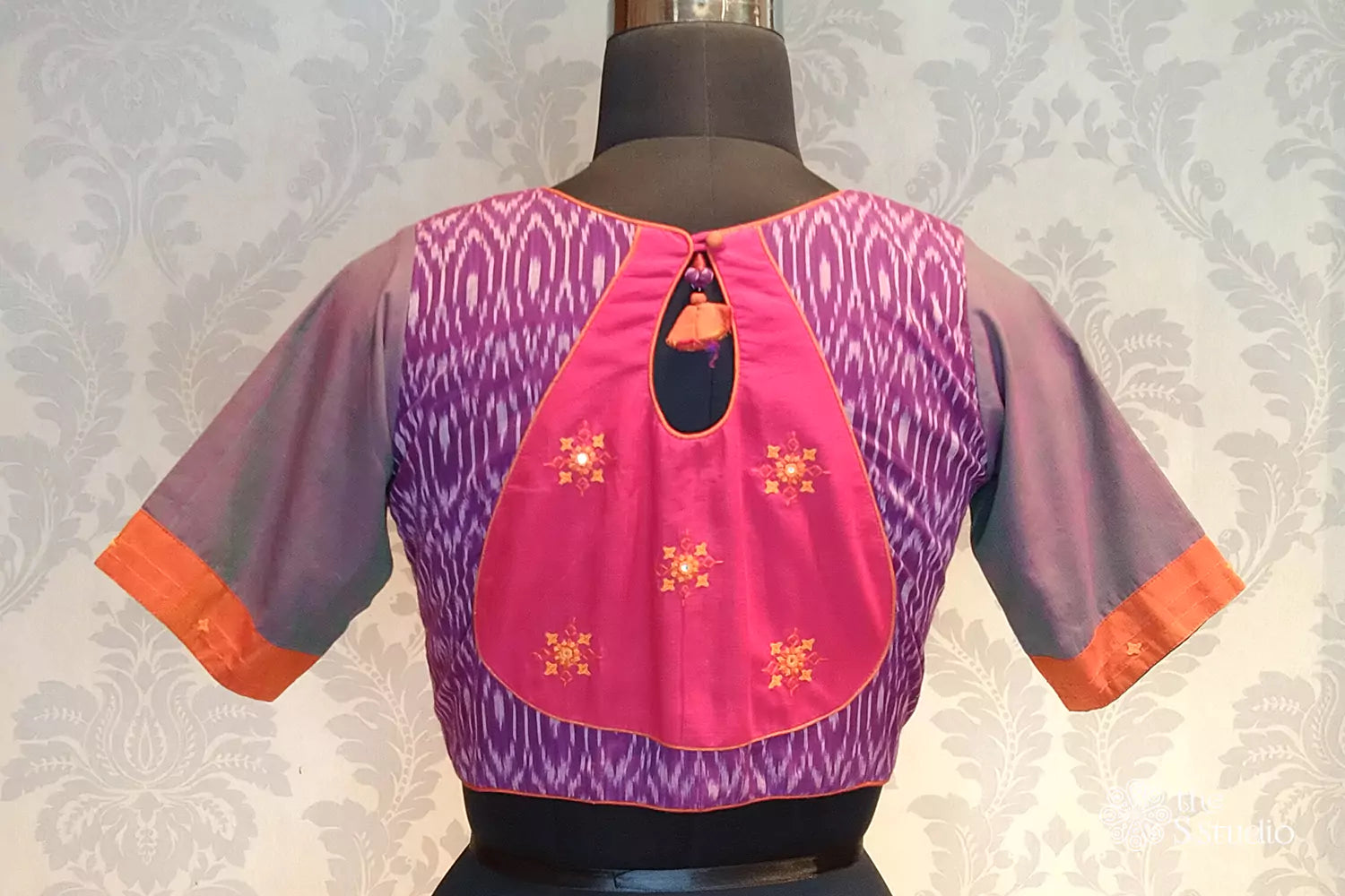 Purple ikat readymade blouse