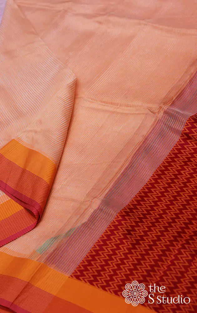 Peach Mahenshwari silk cotton saree