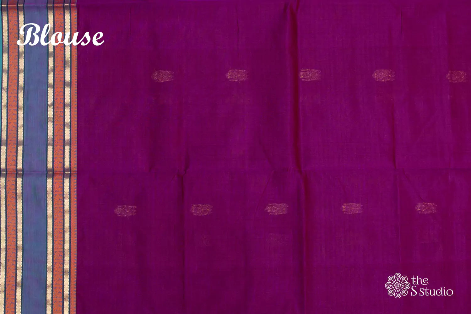 Purple silk cotton saree with contrast zari border