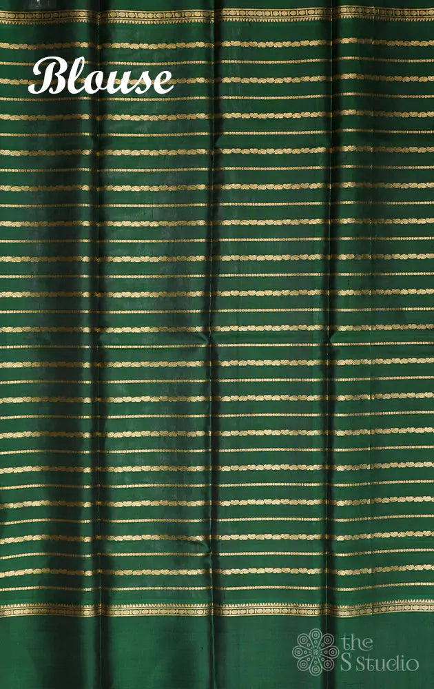 Grey veldhari lines kanjivaram silk saree with reattai pet border