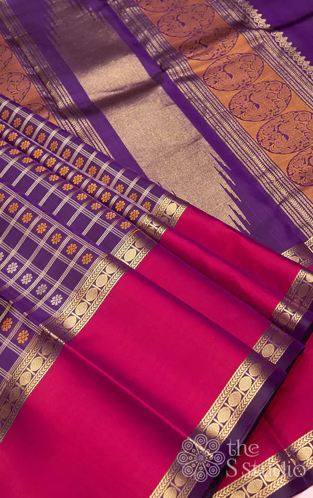 Purple aaiyram butta kanchi silk saree
