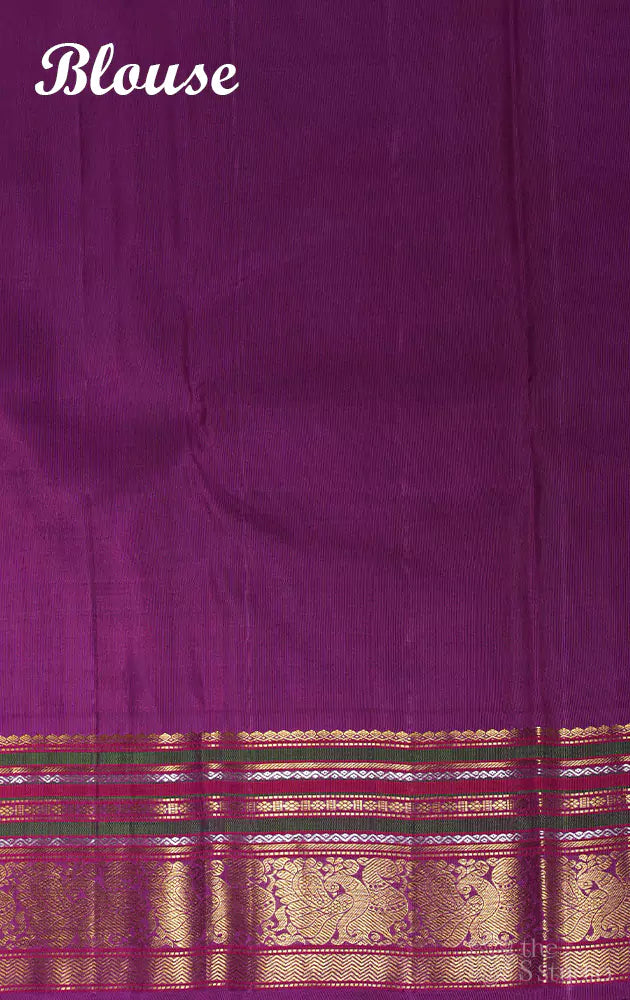 Sea green kanchipuram silk saree with varisaipet border