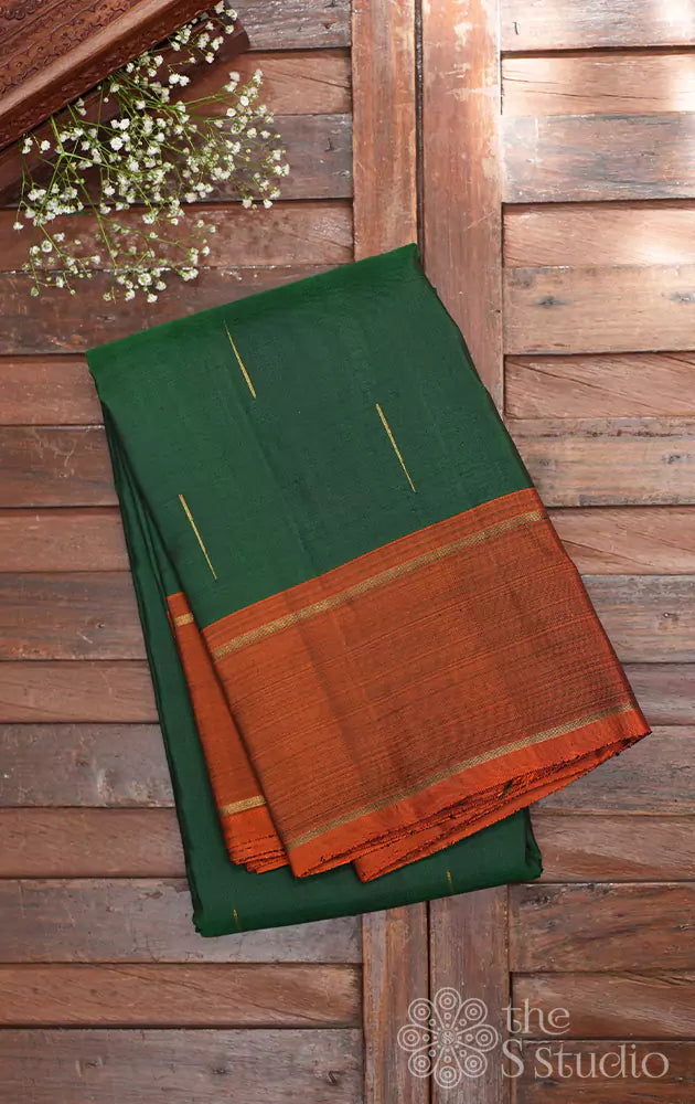 Green kanjivaram saree with rain drops motifs