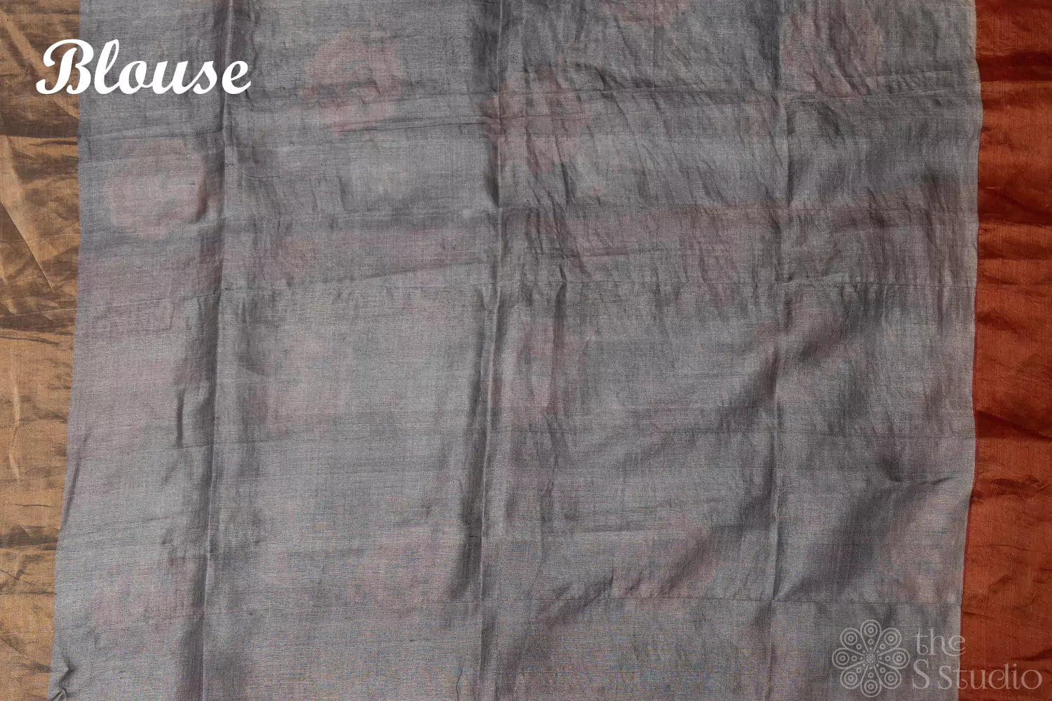 Black printed tussar saree with zari border