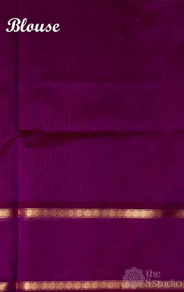 Magenta vertical zari lines silk cotton saree