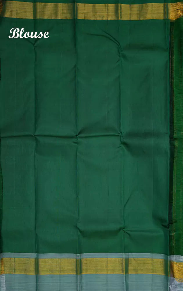 Pink Kanchi silk saree with grey and green borders