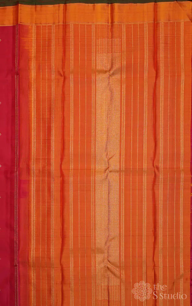 Red kanjivaram saree with mustard border