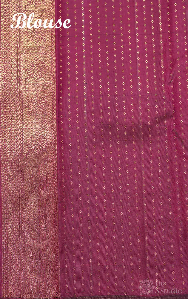 Maroon with zari floral veins kanjivaram saree with brocade pallu