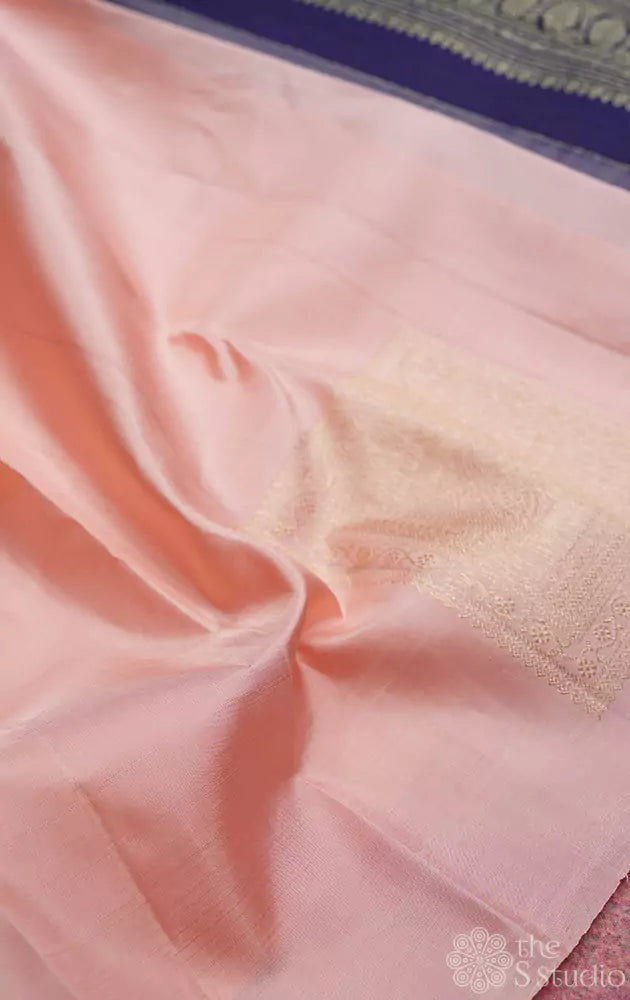 Light pink square buttas kanchi silk saree