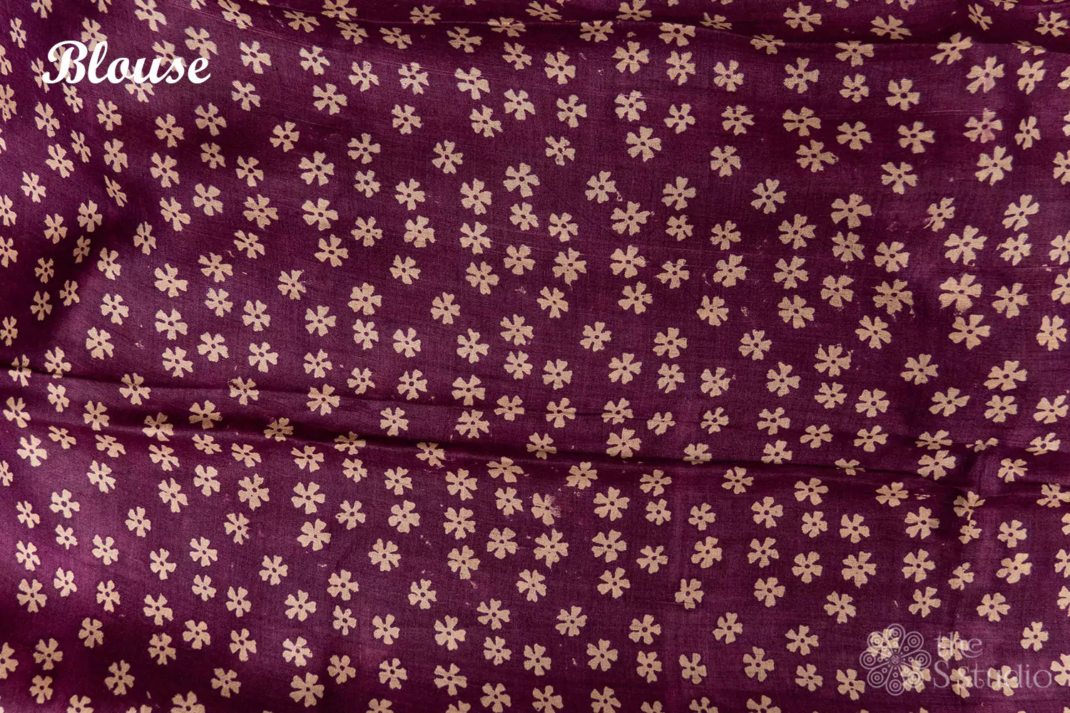 Grey tussar silk saree with purple floral printed border