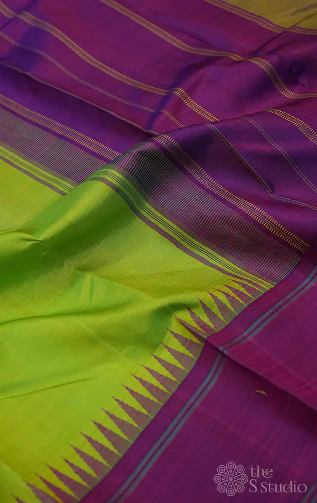 Light green kanchi silk saree with korvai border