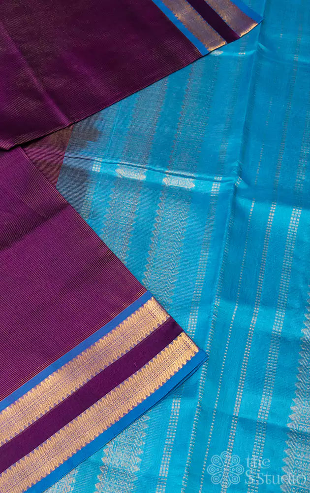 Purple vairaoosi silk cotton saree with zari border