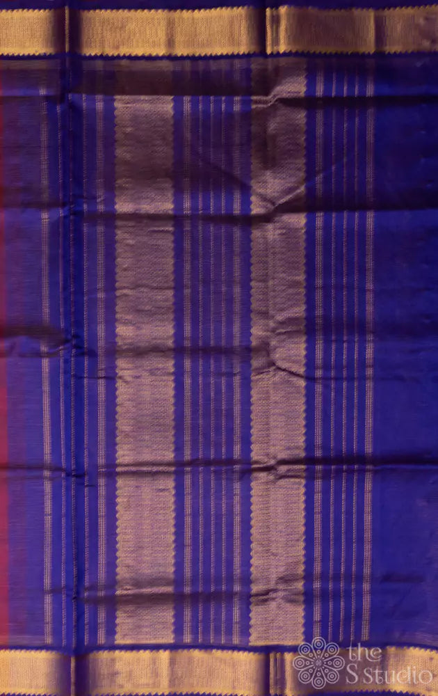 Rust handloom silk cotton saree with small zari border