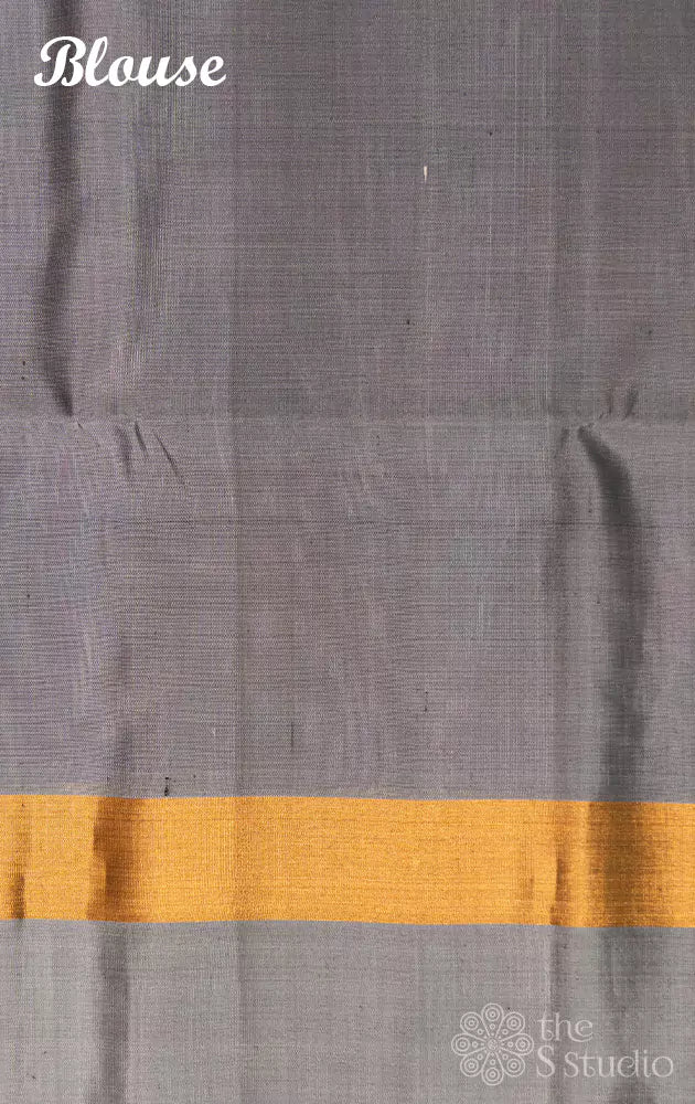 Lavender ikat soft silk saree with grey border