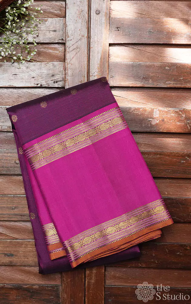 Purple kanjivaram with rettai pet border