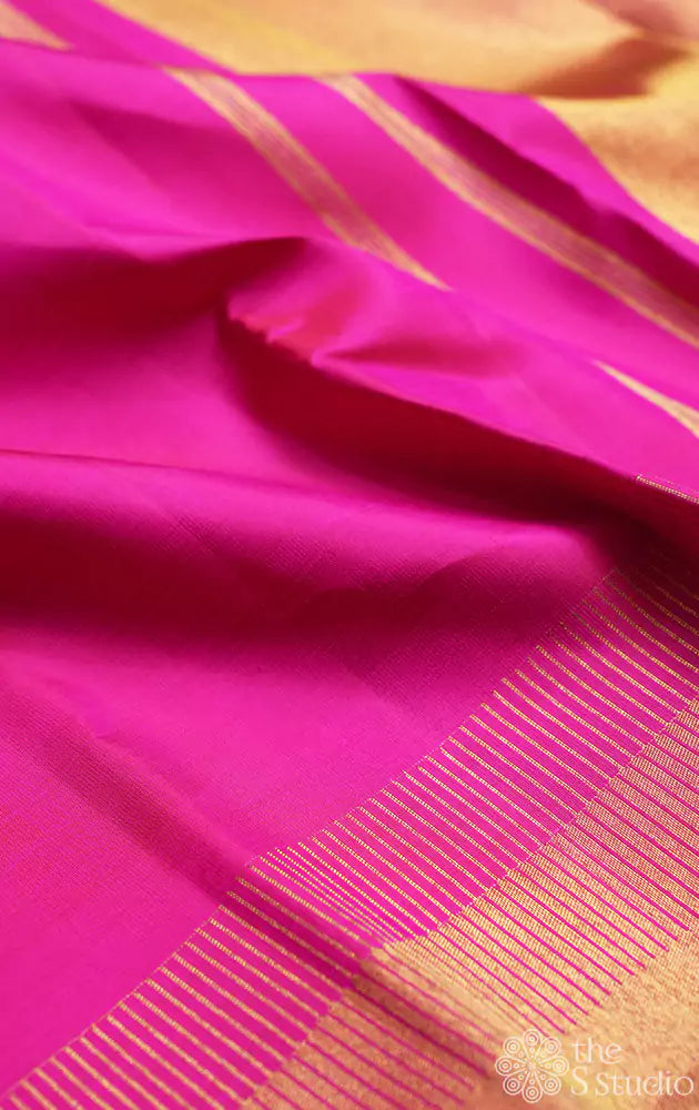 Rani pink seepu reku border kanchi silk saree