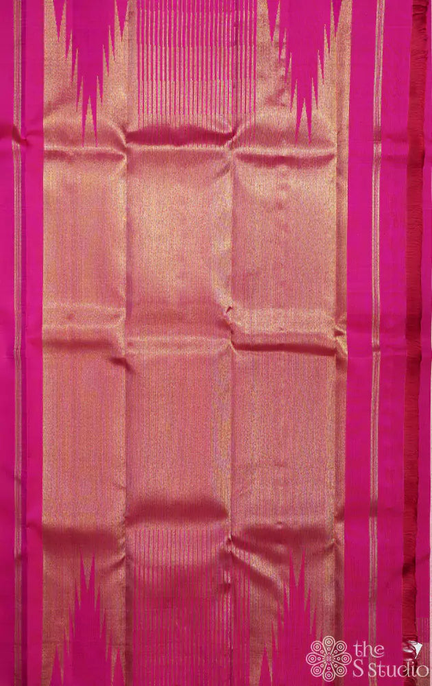 Rani pink seepu reku border kanchi silk saree