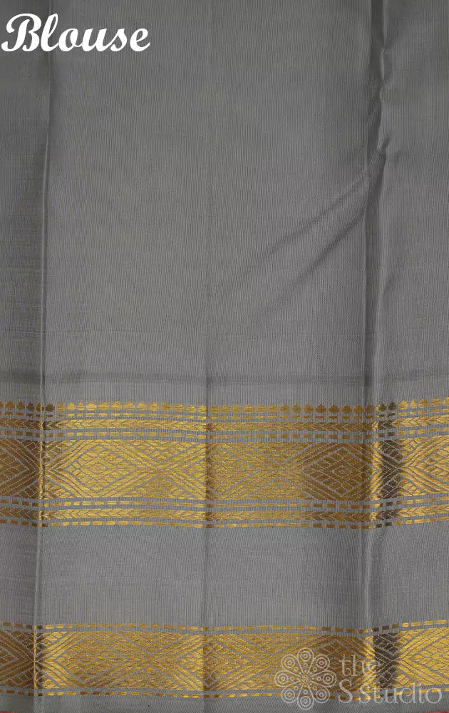 Lemon Yellow kanchi silk saree with rettapet korvai grey border