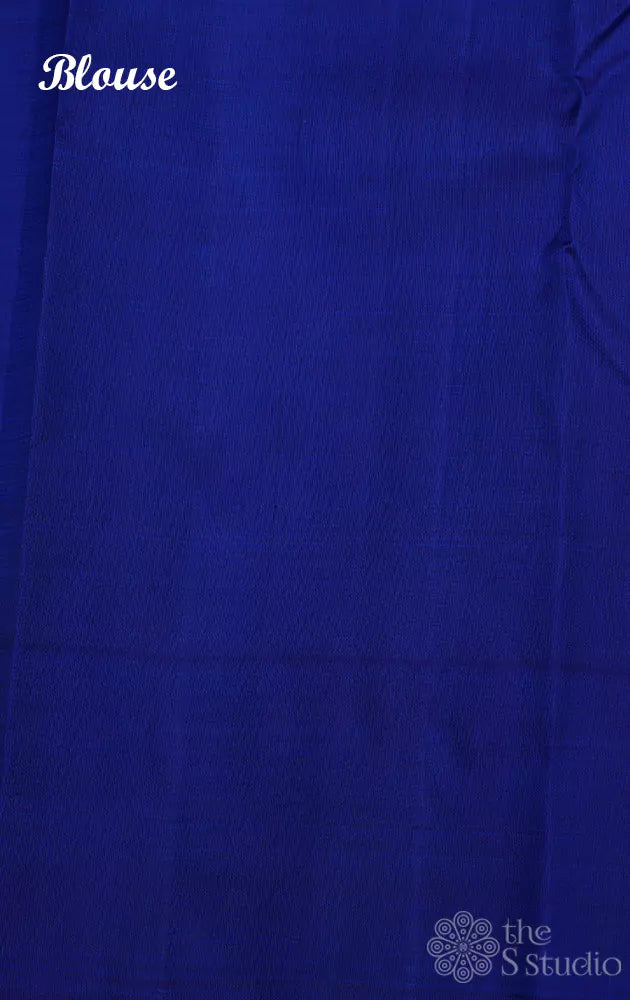 Sea green checked kanjivaram silk saree with korvai blue border