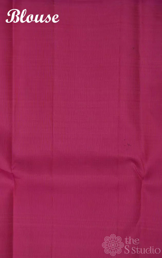 Rani pink kanchi silk saree with round zari motifs