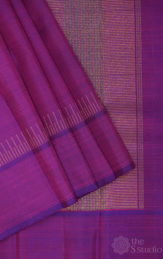 Purple simple kanjivaram saree with zari lines border