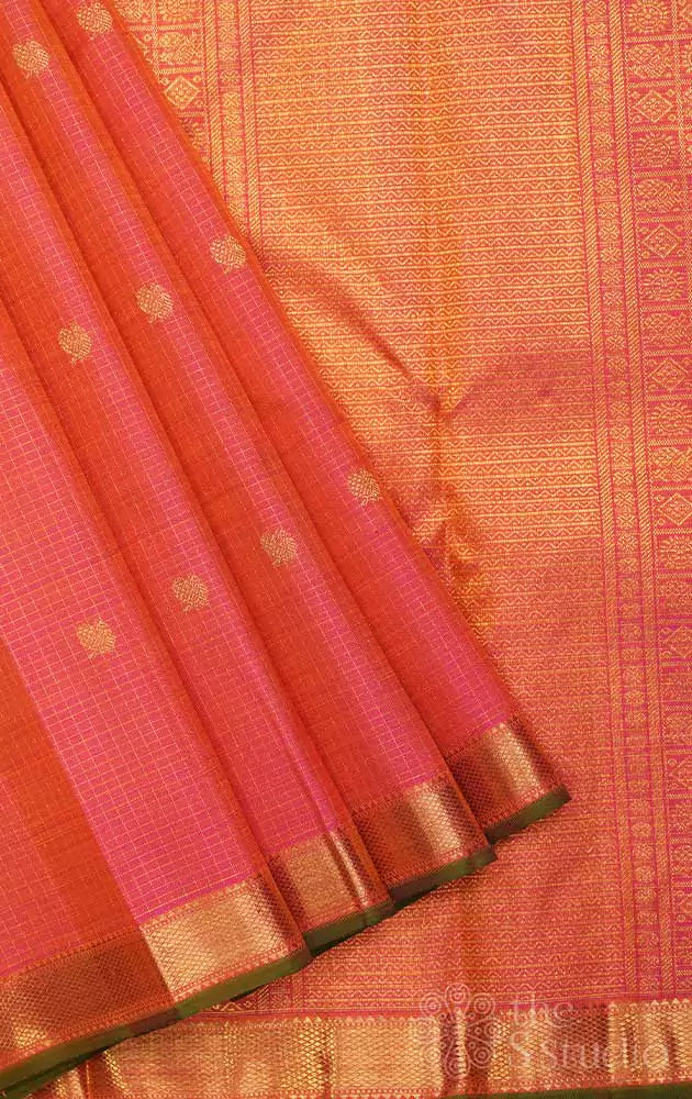 Peach & Brown Kanjivaram Silk Saree With Weaving Work – Bahuji - Online  Fashion & Lifestyle Store