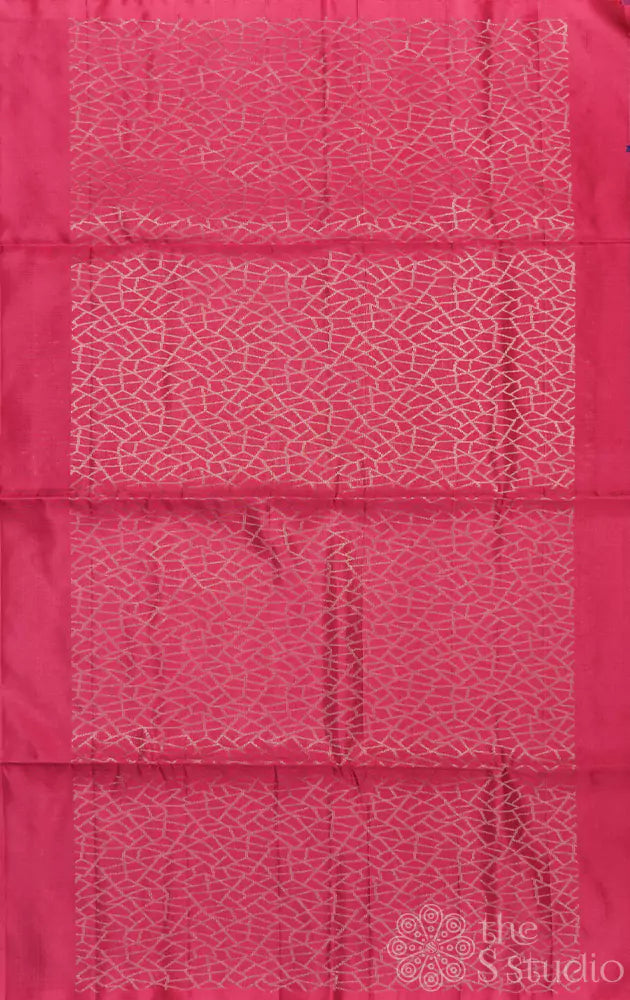 Pink plain soft silk saree with brocade pallu and blouse